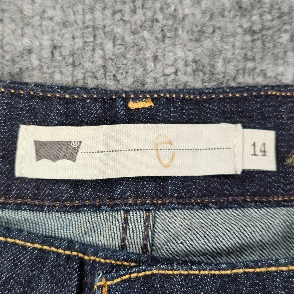 Levis Classic Capri Jeans Womens 14 W32 Cuffed Dark Indigo Cropped Stretch New